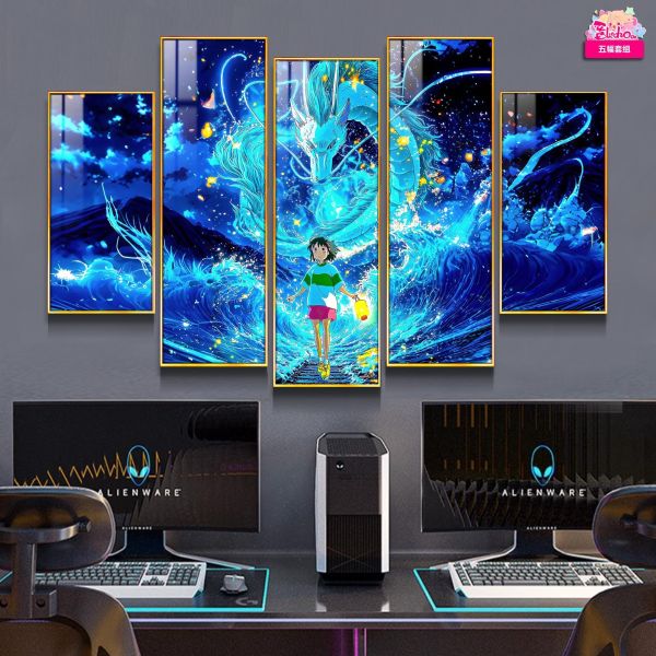 【海外代購】阿喵畫社 白龍與千與千尋五幅套裝 新品12k超清異形套組裝飾畫 地墊 