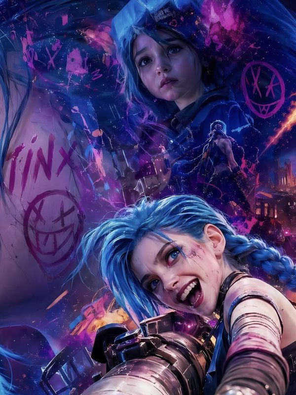 【海外代購】星空 《火箭金克斯》英雄聯盟LOL暴走蘿莉Jinx雙城之戰動畫遊戲裝飾畫 