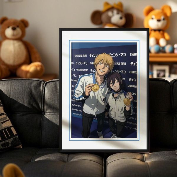 【海外代購】千鳥社 《冠軍 電次與蕾塞》 電次蕾塞鏈鋸人花式滑冰冠軍午睡毯地毯裝飾畫 