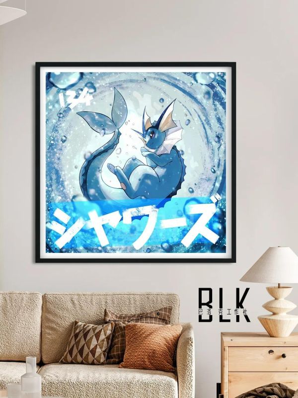 【海外代購】巴洛克《水伊布》火箭隊皮卡丘寶可夢裝飾畫 