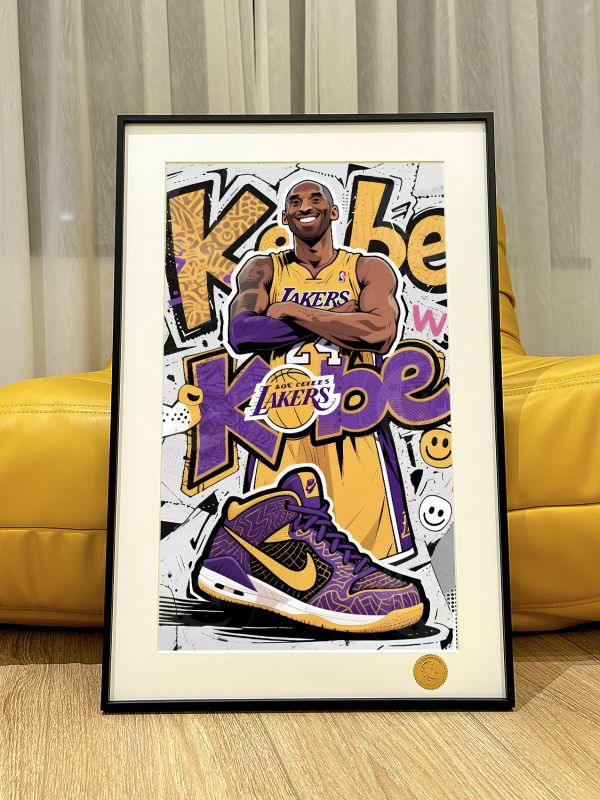 【海外代購】星空《塗鴉科比》Kobe黑曼巴小飛俠NBA洛杉磯湖人隊Kobe布萊恩特動漫裝飾畫 