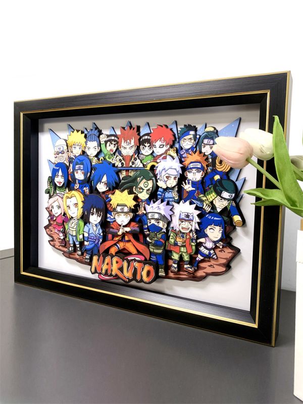 【海外代購】萌萌匠 q版歷代鳴人佐助 全家福裝飾立體畫01 