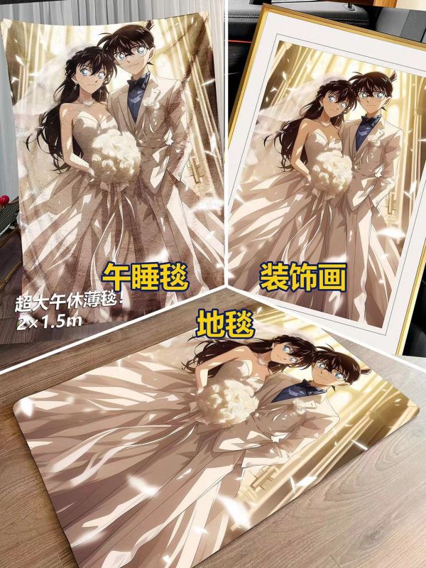 【海外代購】千鳥社 新一和小蘭 第二彈 名偵探柯南新 小蘭Conan婚禮午睡毯地毯裝飾畫 