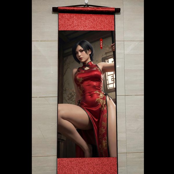 【海外代購】阿喵畫社 艾達王 國風捲軸錦緞高清精裱畫 