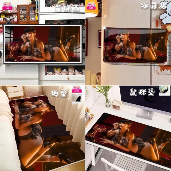 【海外代購】阿喵畫社 酒紅綺夢 伊芙 8k主題高清裝飾畫 床頭地墊 滑鼠墊 冰箱貼 