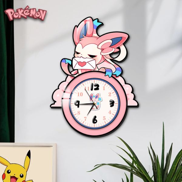 【海外代購】阿喵畫社 仙子伊布鐘 寶可夢時鐘裝飾畫 