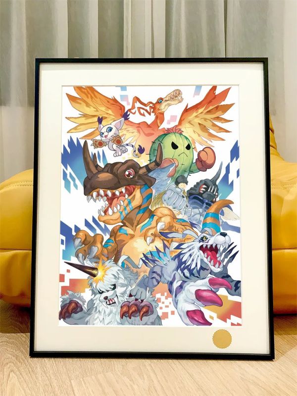 【海外代購】星空 《數碼寶貝成熟期》天使獸加魯魯獸暴龍獸裝飾畫 