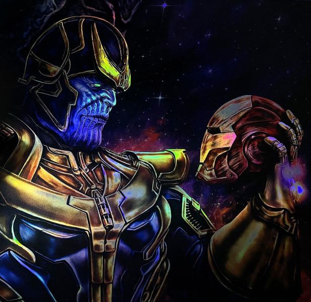 【海外代購】千鳥社 《薩諾斯鐳射》 薩諾斯鋼鐵人復仇者聯盟漫威無限手套潮流炫彩鐳射裝飾畫 