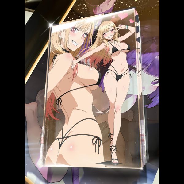 【海外代購】阿喵畫社 泳池派對愛蜜莉雅喜多川雙聯 8k主題高清裝飾畫 透明卡磚 冰箱貼 