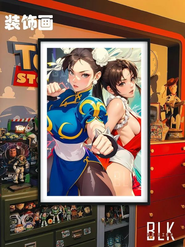 【海外代購】巴洛克 《春麗火舞》街頭霸王拳皇裝飾畫冰箱貼 
