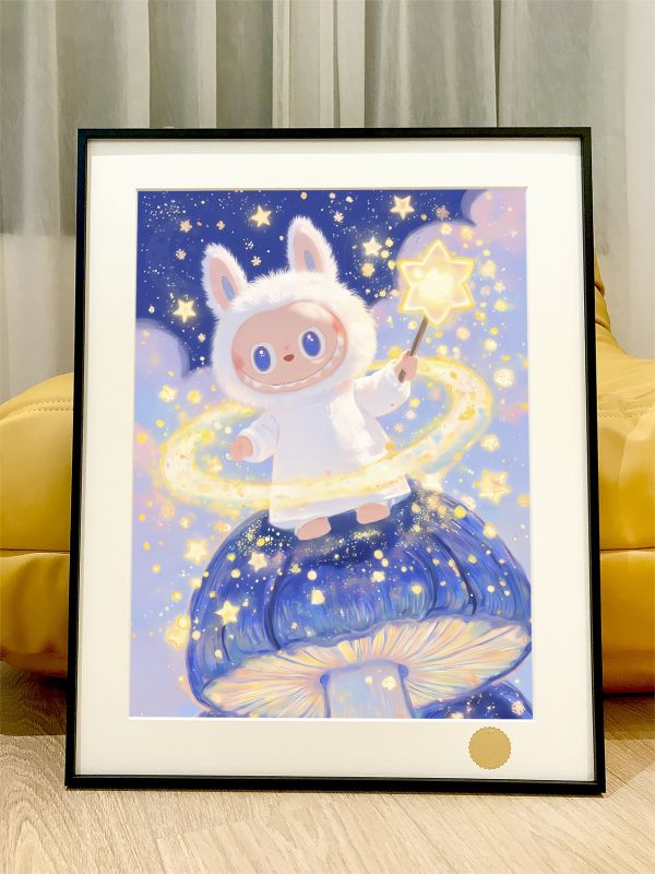 【海外代購】星空《星星拉布布》LABUBU潮流藝術版畫動畫二次元裝飾畫 