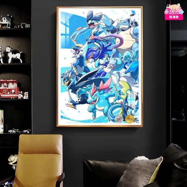 【海外代購】阿喵畫社 寶可夢 水火草系三聯 新品12K主題高清裝飾畫 