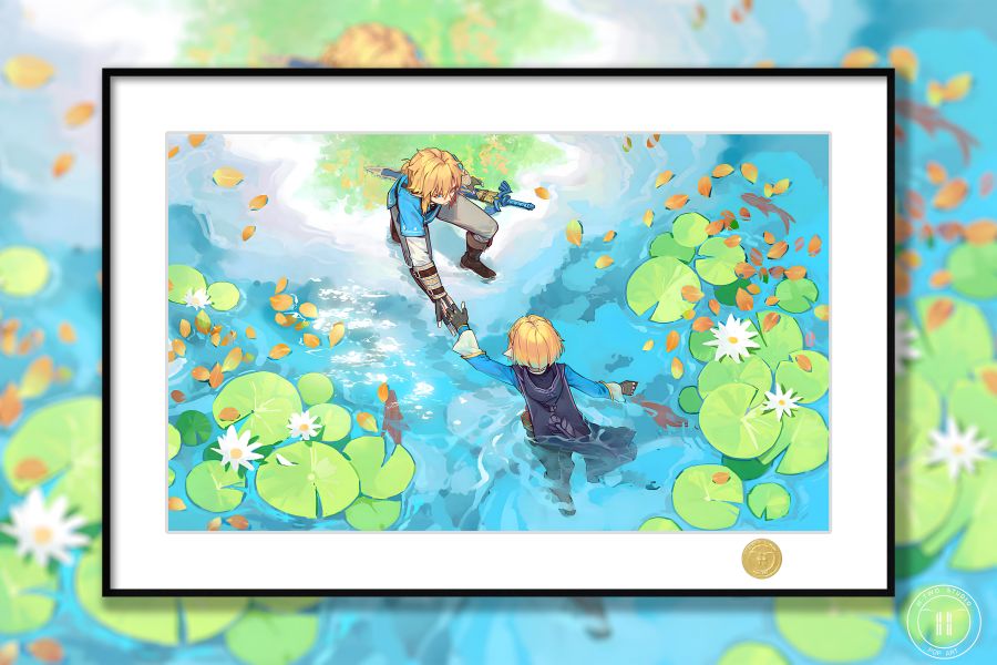 【海外代購】H2 《與你同行》薩爾達傳說王國之淚曠野之息林克裝飾畫 