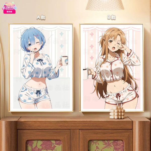 【海外代購】阿喵畫社 起床了蕾姆亞絲娜雙聯 8k主題高清裝飾畫 冰箱貼 