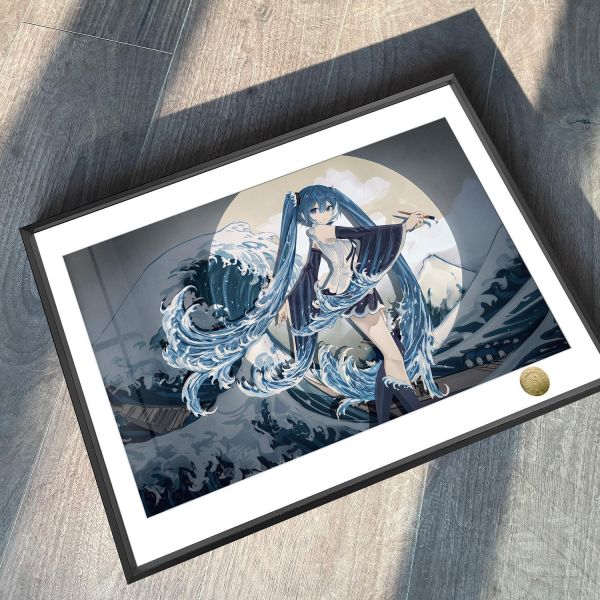 【海外代購】皇呱 《浪繪初音》 初音未來浪繪初音浮世繪同人周邊裝飾畫 午睡毯  地毯 