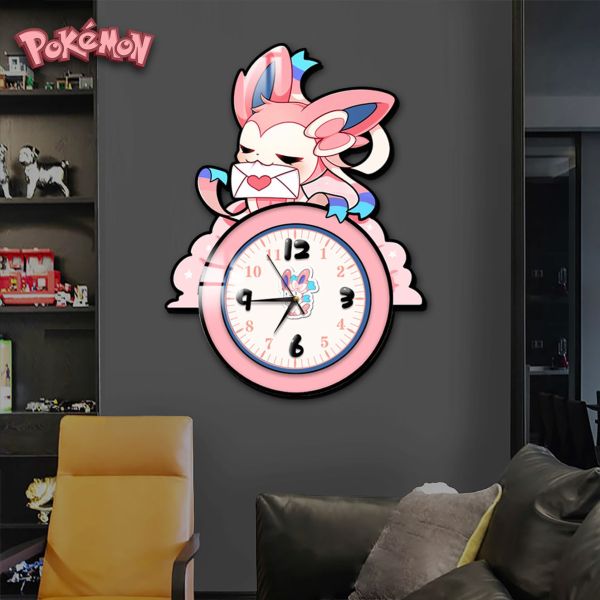 【海外代購】阿喵畫社 仙子伊布鐘 寶可夢時鐘裝飾畫 