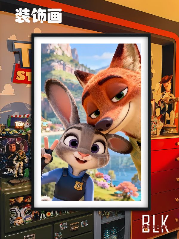【海外代購】巴洛克 《尼克與兔子警官》瘋狂動物城Zootopia2朱迪狐尼克閃電動漫裝飾畫冰箱貼 
