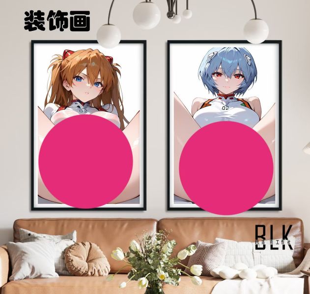 【海外代購】巴洛克 白衣明日香綾波麗EVA新世紀福音戰士裝飾畫/冰箱貼 