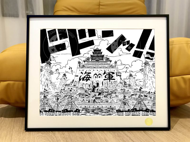 【海外代購】星空 《海軍本部》三大將海賊王路飛頂上戰爭onepiece裝飾畫 