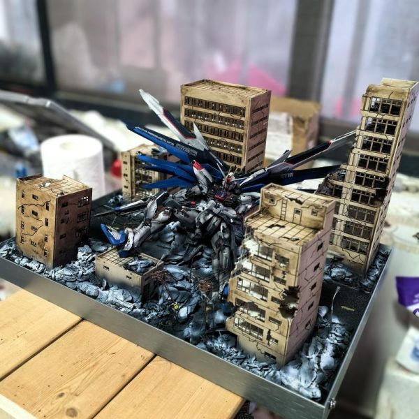【預定】木石場景手工 戰損樓房多用途模型場景 