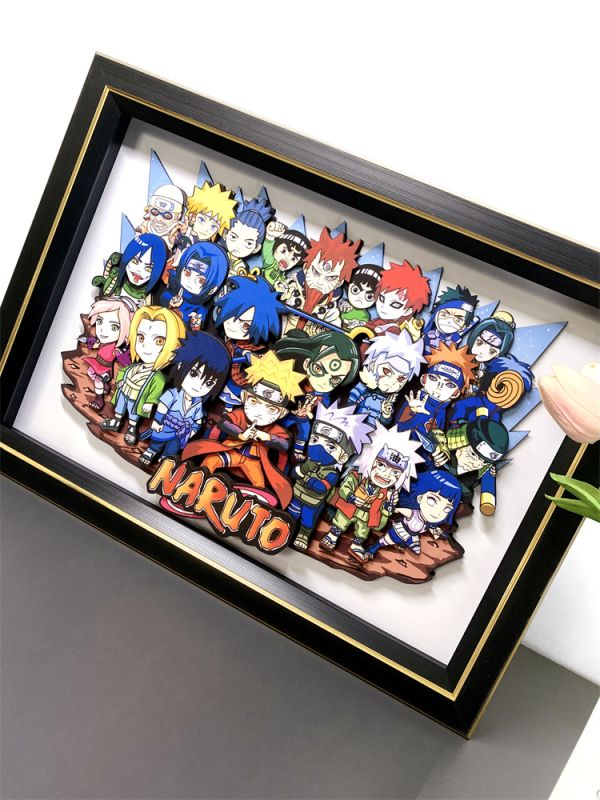 【海外代購】萌萌匠 q版歷代鳴人佐助 全家福裝飾立體畫01 