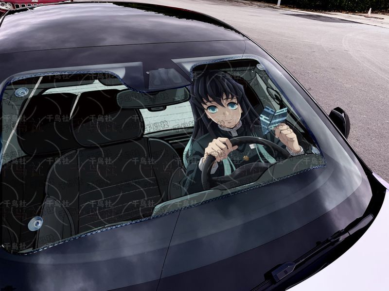 【海外代購】千鳥社 《汽車前擋遮陽—時透無一郎》 二次元汽車遮陽防曬前擋開車鬼滅之刃時透無一郎霞柱無限城日輪刀 