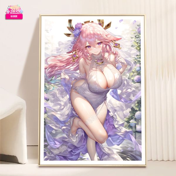 【海外代購】阿喵畫社 花嫁 婚紗 八重神子 8k超大高清裝飾畫 等身枕 床頭地墊 
