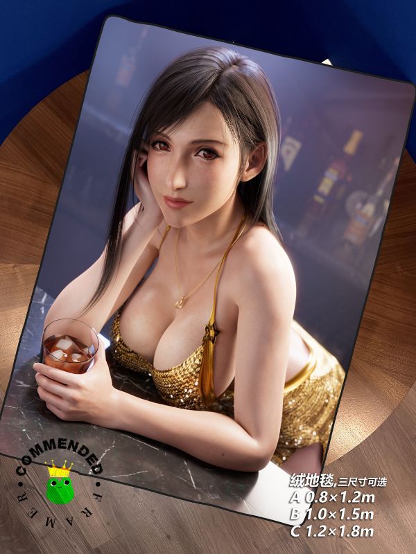 【海外代購】皇呱 《酒吧女郎蒂法》最終幻想VII女神蒂法·洛克哈特酒吧女郎同人周邊裝飾畫 地毯 午睡毯 