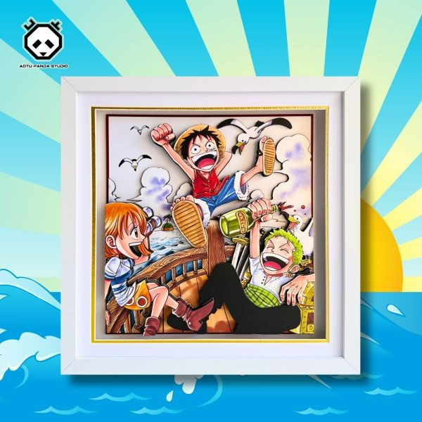 【海外代購】凹凸panda 海賊王夢想啓航漫畫魯夫手作紙藝立體裝飾掛畫 