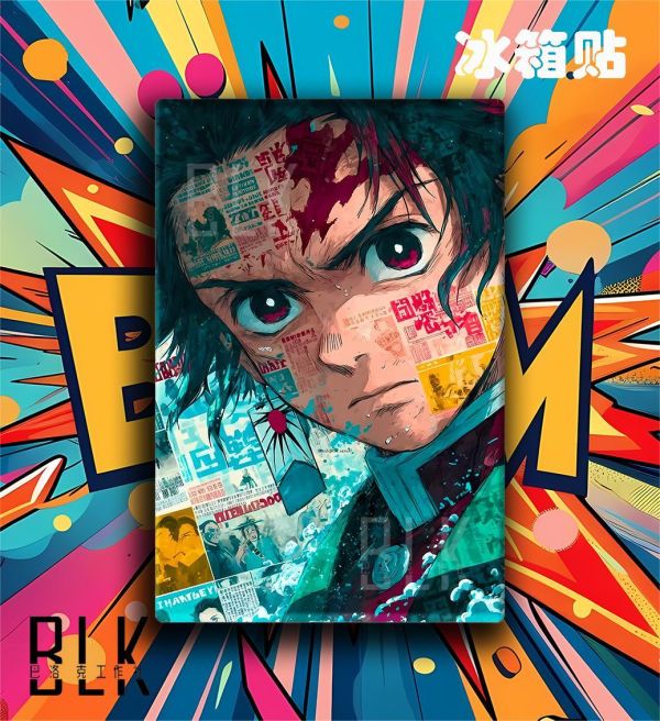 【海外代購】巴洛克 《報紙炭治郎》鬼滅之刃無限城篇Tanjirou彌豆炎柱猗窩座動漫裝飾畫冰箱貼 