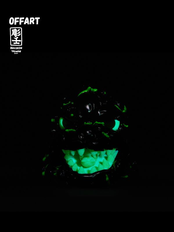 【預定】OFFART 阿壬 百貓紅蓮 Mini 迷你招財頭雕－墨翠曜夜 