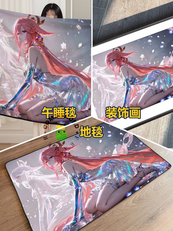 【海外代購】皇呱 《曼妙身姿八重神子》 原神掌管鳴神大社的大巫女狐之血脈八重神子週邊裝飾畫 午睡毯 地毯 