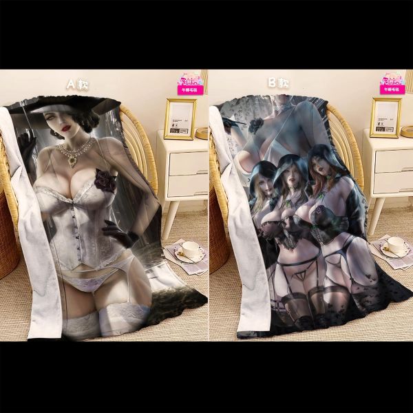【海外代購】阿喵畫社 入睡前奏 八尺夫人與三女兒雙聯 生化危機新品8k主題高清裝飾畫 午睡毛毯 床頭地墊 冰箱貼 4公斤大護腕滑鼠墊 