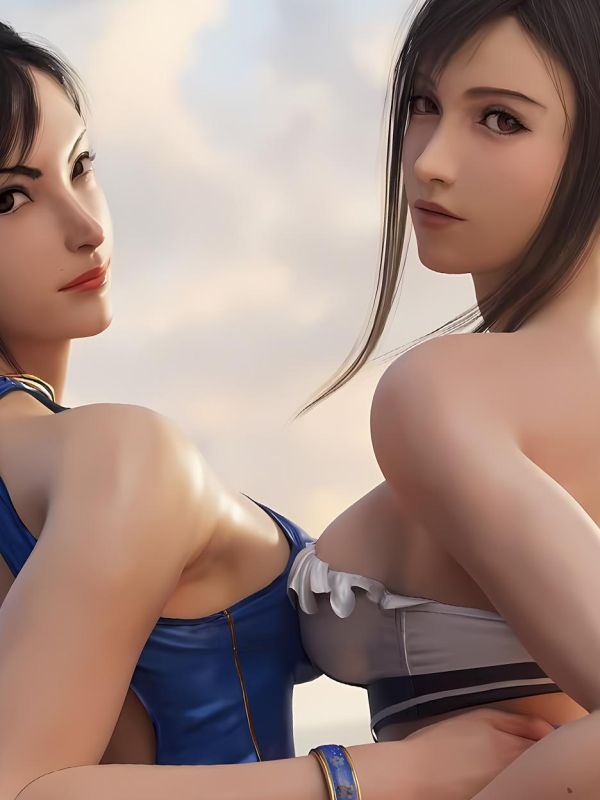 【海外代購】星空 《春麗蒂法》街頭霸王FF7最終幻想TIFA愛麗絲遊戲動畫裝飾畫 