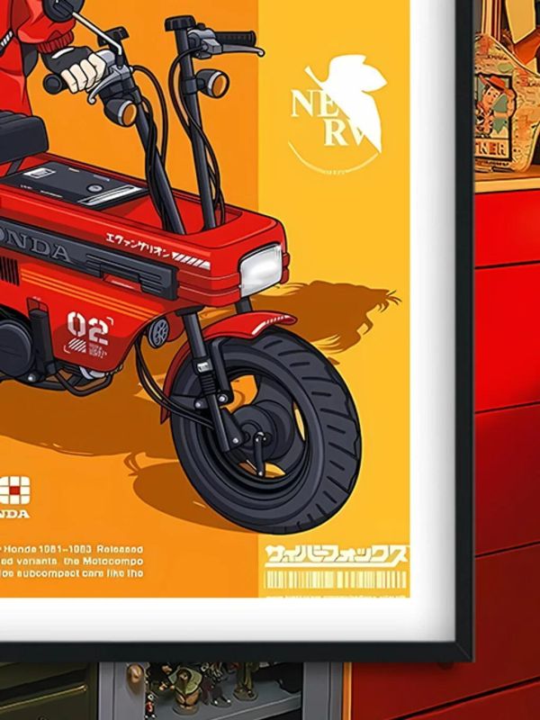 【海外代購】巴洛克《騎車明日香》Asuka新世紀福音戰士裝飾畫冰箱貼 