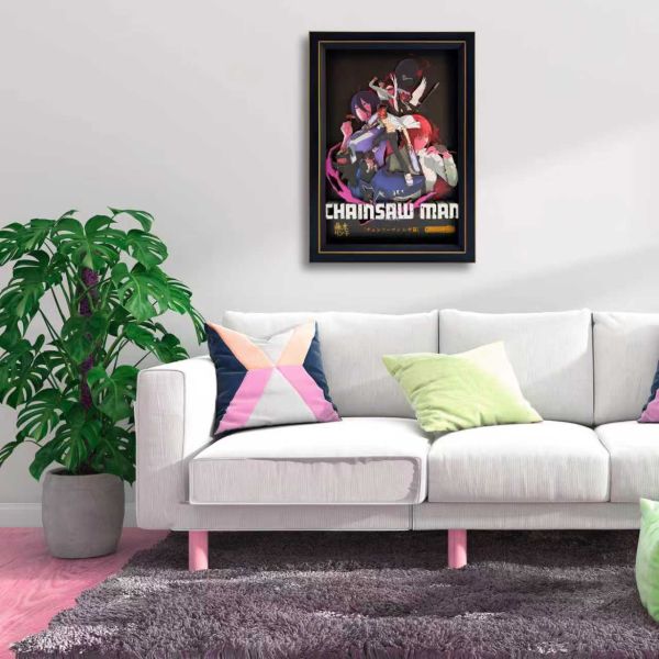 【海外代購】凹凸Panda 鏈鋸人蕾塞瑪奇瑪電鋸人Reze電次帕瓦動漫手工立體掛牆畫 蕾塞E款 