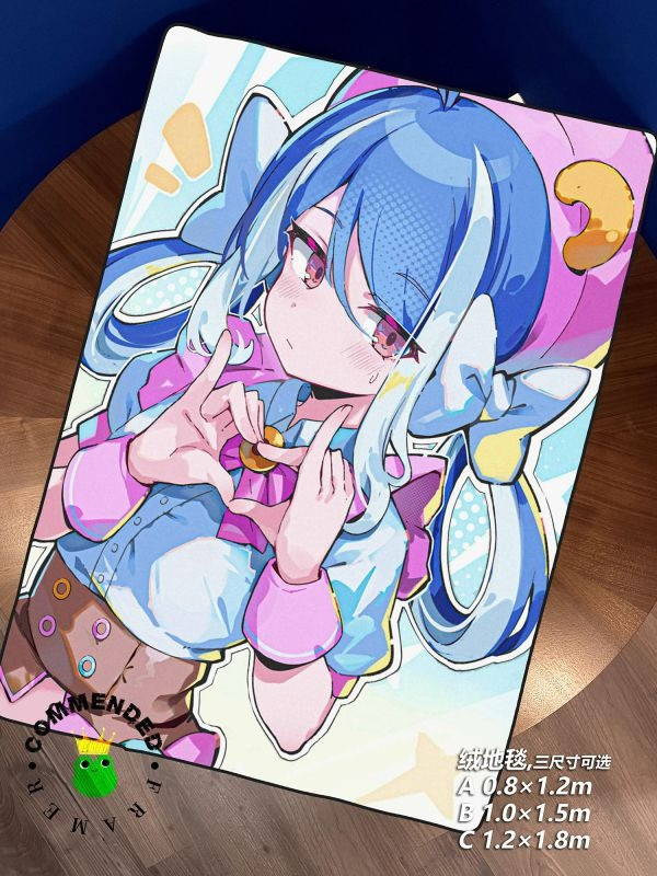 【海外代購】皇呱《慵懶少女比心》蔚藍檔案安全局的悠閒行政人員合歡垣吹雪裝飾畫 午睡毯 地毯 