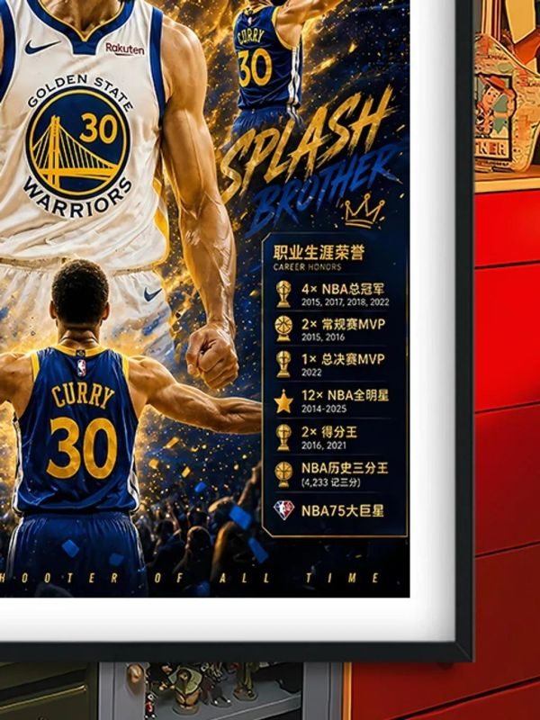 【海外代購】巴洛克 《數據庫裏》萌神小學生金州勇士NBA裝飾畫冰箱貼 