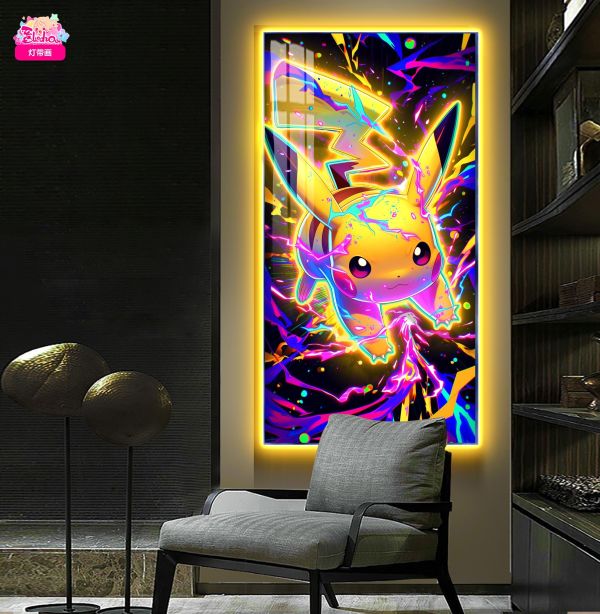 【海外代購】阿喵畫社 十萬伏特 皮卡丘雙層 新品發布氛圍感8k超清燈帶畫 