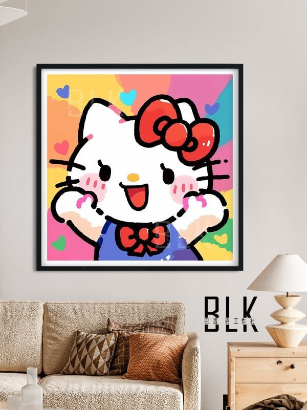 【海外代購】巴洛克 愛心kitty哈嘍hello凱蒂貓裝飾畫/冰箱貼 