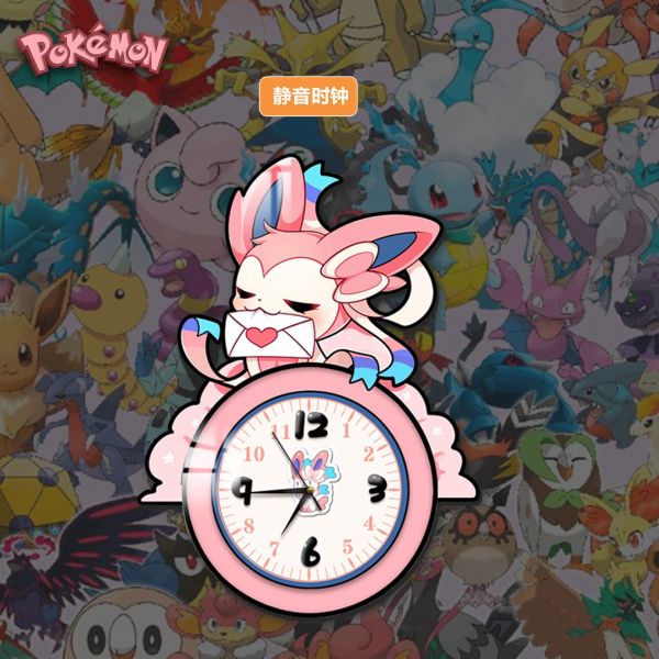 【海外代購】阿喵畫社 仙子伊布鐘 寶可夢時鐘裝飾畫 