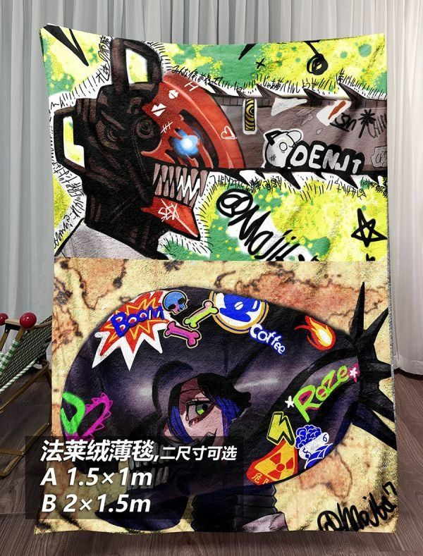 【海外代購】千鳥社 《塗鴉鏈鋸人》電次蕾塞炸彈惡魔午睡毯地毯裝飾畫 午睡毯 地毯