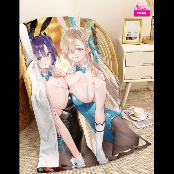 【海外代購】阿喵畫社 兔女郎 明日奈與優香 8k主題高清裝飾畫 午睡毛毯 牆面掛毯 床頭地墊 冰箱貼 