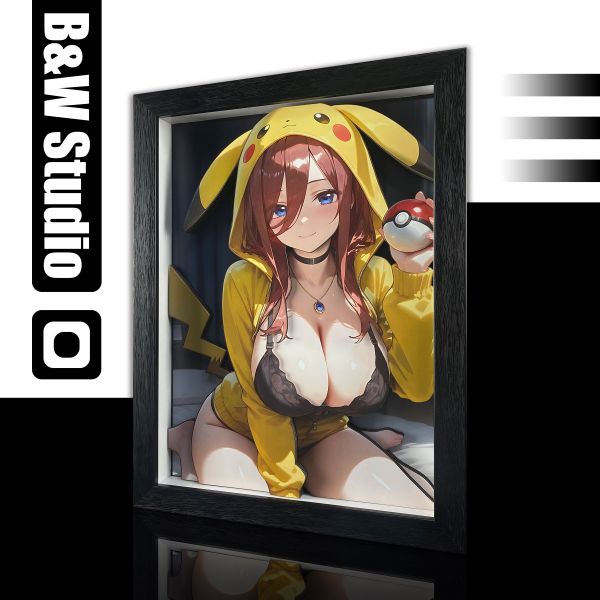 【海外代購】黑白畫映 B&W Pikachu Girls 系列裝飾畫 第四彈 中野三玖 立體裝飾畫 