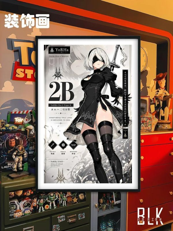 【海外代購】巴洛克 《檔案2B》尼爾機械紀元裝飾畫冰箱貼 