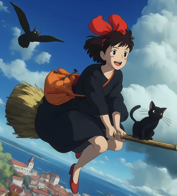 【海外代購】H2 《魔女宅急便》宮崎駿琪琪吉吉動畫二次元裝飾畫 