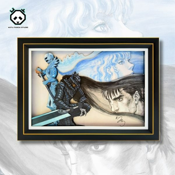 【海外代購】凹凸panda 劍風傳奇格斯&格里菲斯復刻手作漫畫紙藝立體裝飾掛畫 