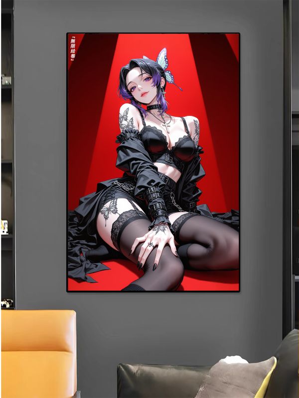 【海外代購】無限绘卷 《蝴蝶忍-蟲之呼吸》胡蝶 しのぶ 黑色制服魅惑系列 殿堂級動漫收藏級裝飾畫 