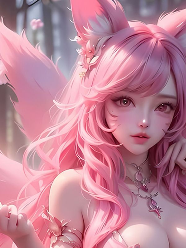 【海外代購】巴洛克 《粉色狐狸》阿狸英雄聯盟LOL九尾妖狐裝飾畫 