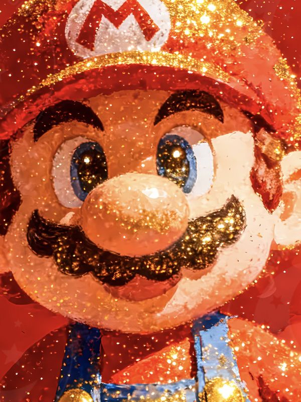 【海外代購】星空 《金色瑪利歐A/B版》馬年新年超級瑪莉超級馬力歐兄弟馬年新年Mario碧姬動漫裝飾畫 